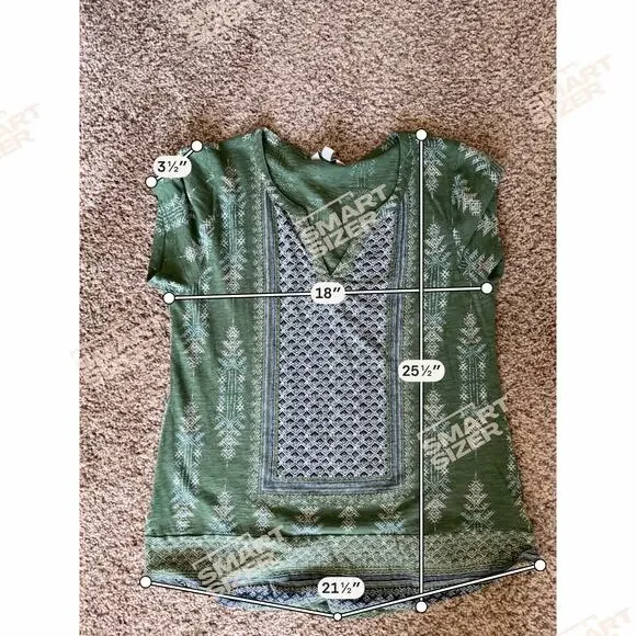 Lucky Brand Blue and Green cotton modal blend top V neck L EUC - Picture 3 of 5